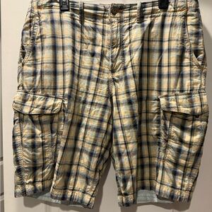 Tommy Bahama Blue and Yellow Plaid Cargo Shorts